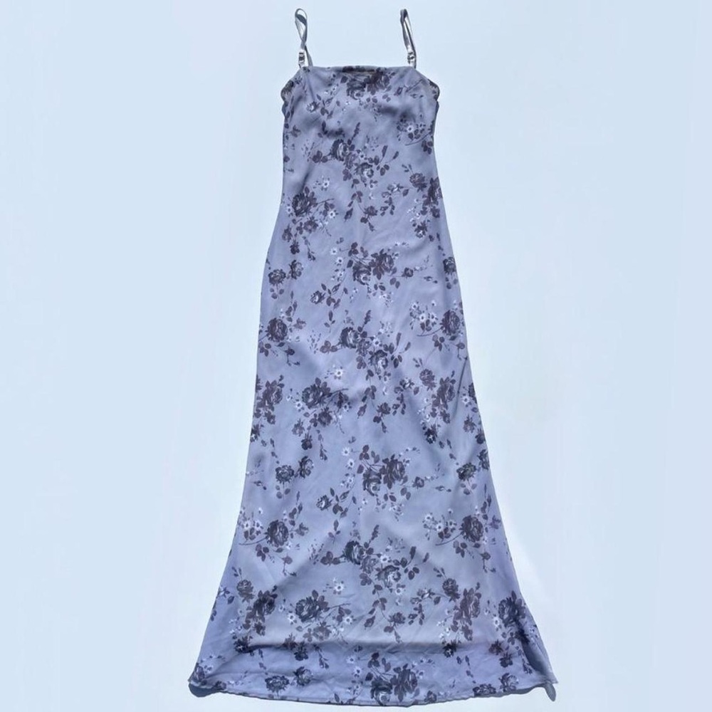 Vintage Grey Floral Sheer Strap Dress Womens Small Wedding Prom Whimsy Y2K 2000s